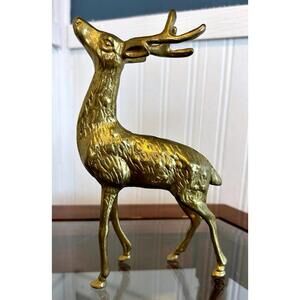 Vintage Solid Brass Reindeer Figurine | Mid Century MCM Holiday Deer Decor